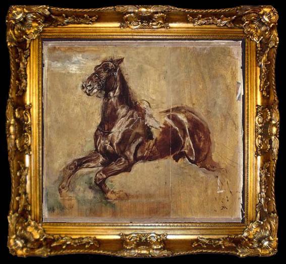 framed  Jean-Louis-Ernest Meissonier Study of a horse, ta009-2